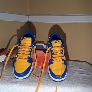 NIKE DUNK LOW RETRO NIKE, ADULT  Sneakers in Blue and Yellow, ADULT MEN SIZE 10
